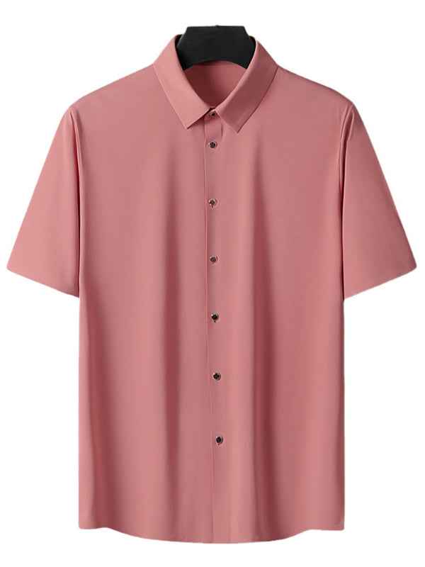 Men’s Light Ice Silk High Elastic Short Sleeve Shirt – Lightweight and Sophisticated