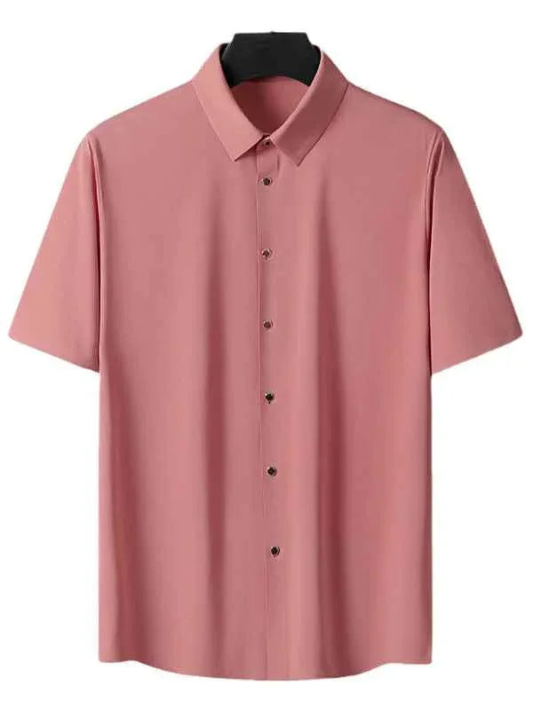 Men's Ice Silk Short Sleeve Shirt – Lightweight, High Elastic & Sophisticated - Shello's Creative Boutique