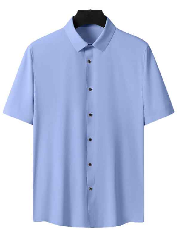 Men’s Light Ice Silk High Elastic Short Sleeve Shirt – Lightweight and Sophisticated
