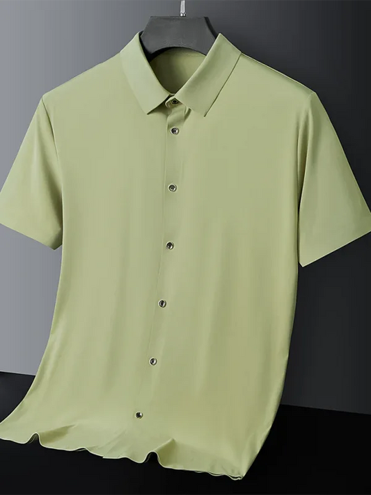 Men's Ice Silk Short Sleeve Shirt – Lightweight, High Elastic & Sophisticated - Shello's Creative Boutique