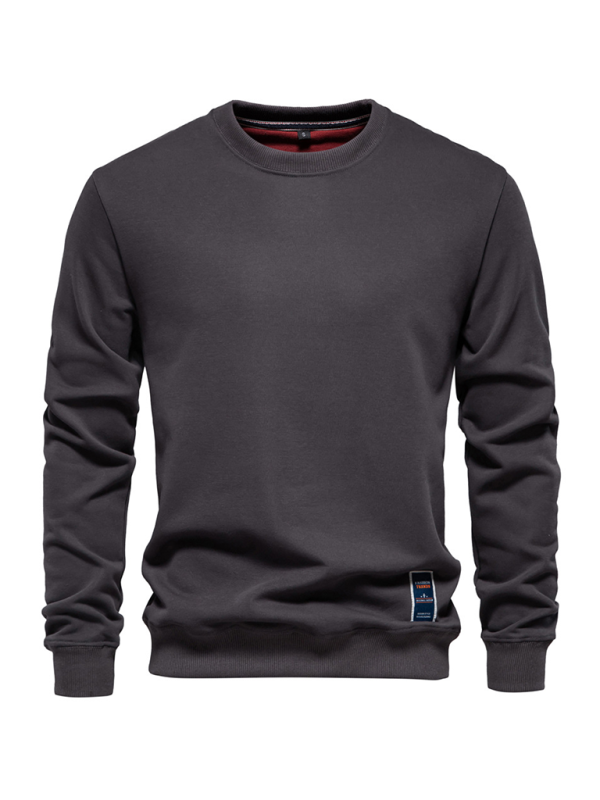 Men's Loose Solid Color Round Neck Casual Long Sleeve Sweatshirt Shello's Creative Boutique