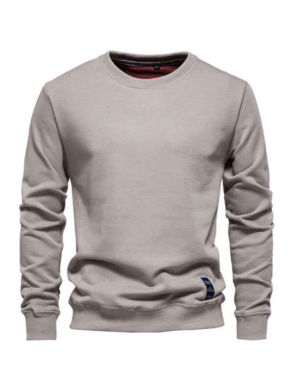 Men's Loose Solid Colour Round Neck Casual Long Sleeve Sweatshirt