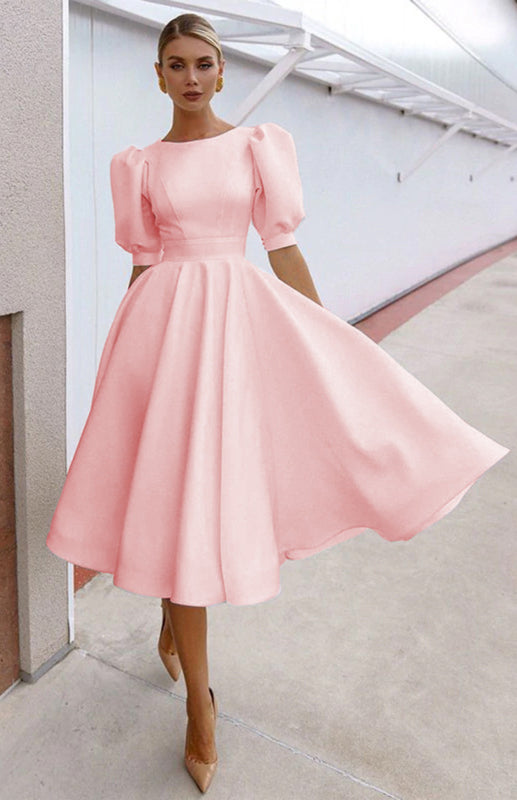 Fashion Solid Color Slim Fit Sexy Big Swing Dress Shello's Creative Boutique