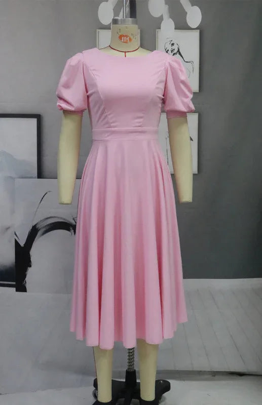 Fashion Solid Colour Slim Fit Sexy Big Swing Dress - Shello's Creative Boutique