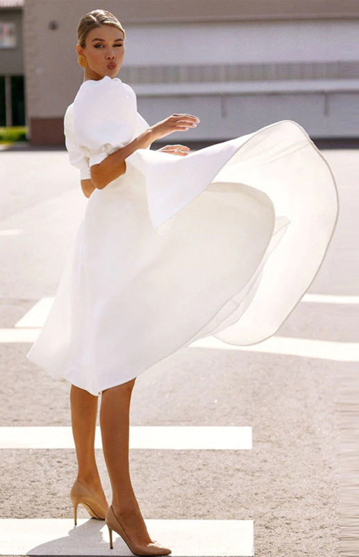 Fashion Solid Color Slim Fit Sexy Big Swing Dress Shello's Creative Boutique