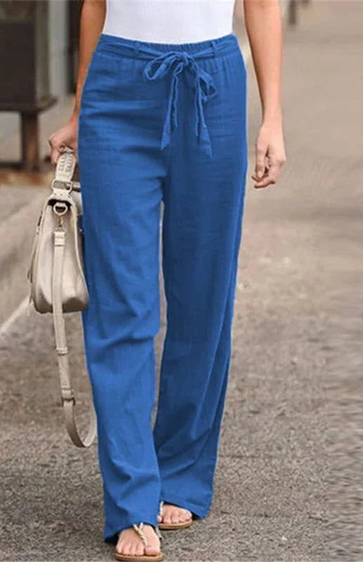Women’s European & American Elastic Waist Belted Trousers – Effortless Retro Elegance - Shello's Creative Boutique