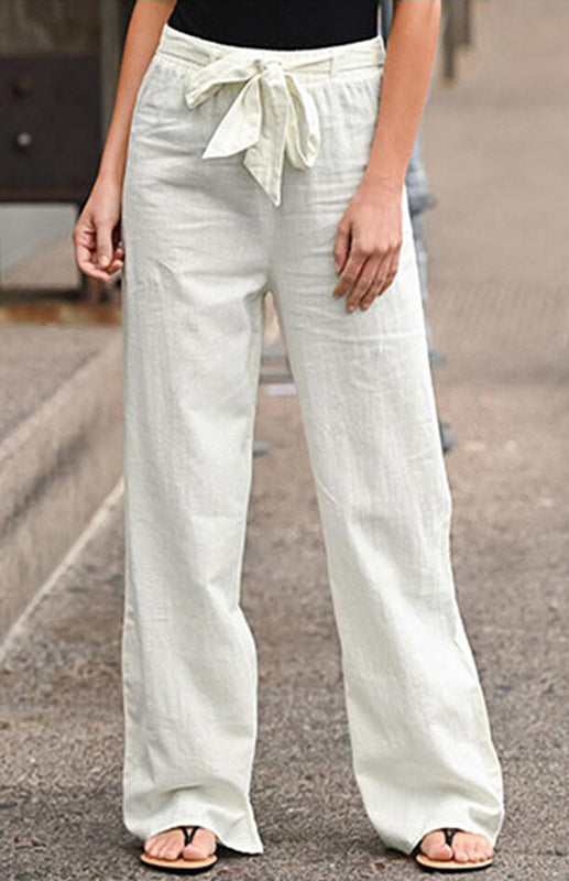 Women's European And American Elastic Waist Solid Color Belt Loose Trousers Shello's Creative Boutique