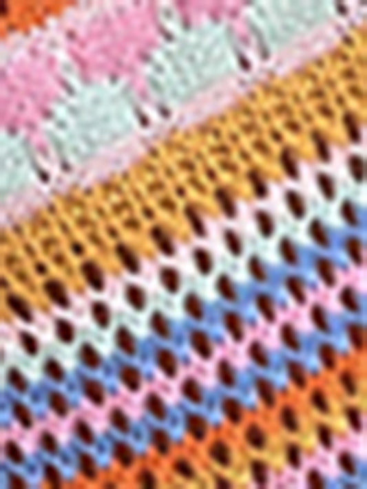 Women'S Rainbow Stripe Pullover Medium Length Sweater Shello's Creative Boutique