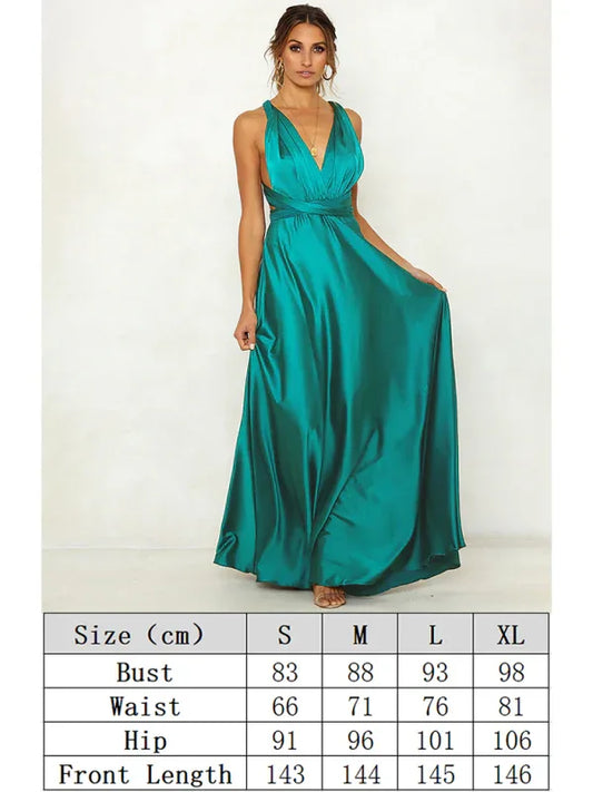 Women's Deep V Open Back Solid Colour Dress - Shello's Creative Boutique