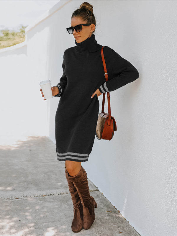 Women's high neck long sleeve skirt knitted dress Shello's Creative Boutique