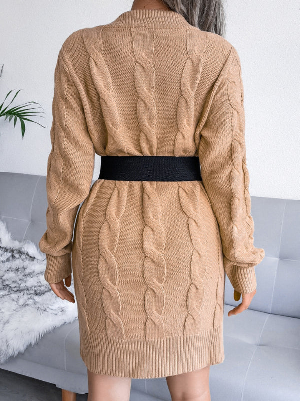 Women's fried dough twist buttock wrapped wool dress knitted dress Shello's Creative Boutique