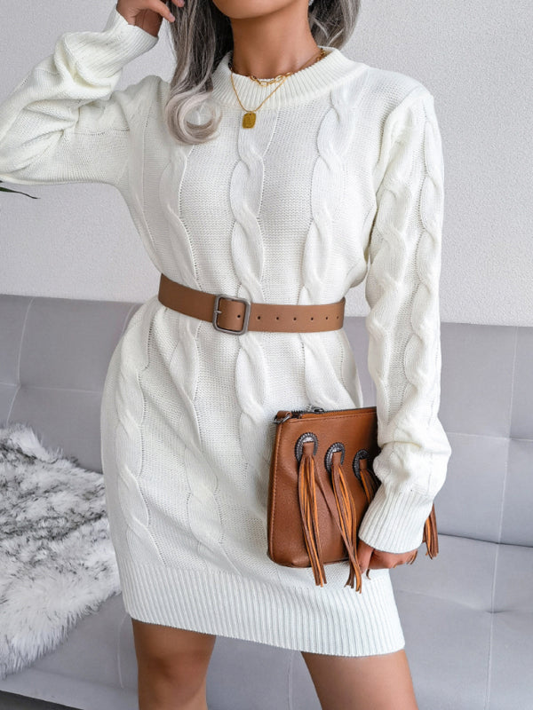 Women's fried dough twist buttock wrapped wool dress knitted dress Shello's Creative Boutique