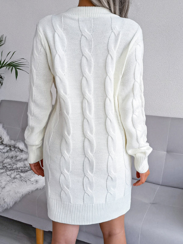 Women's fried dough twist buttock wrapped wool dress knitted dress Shello's Creative Boutique