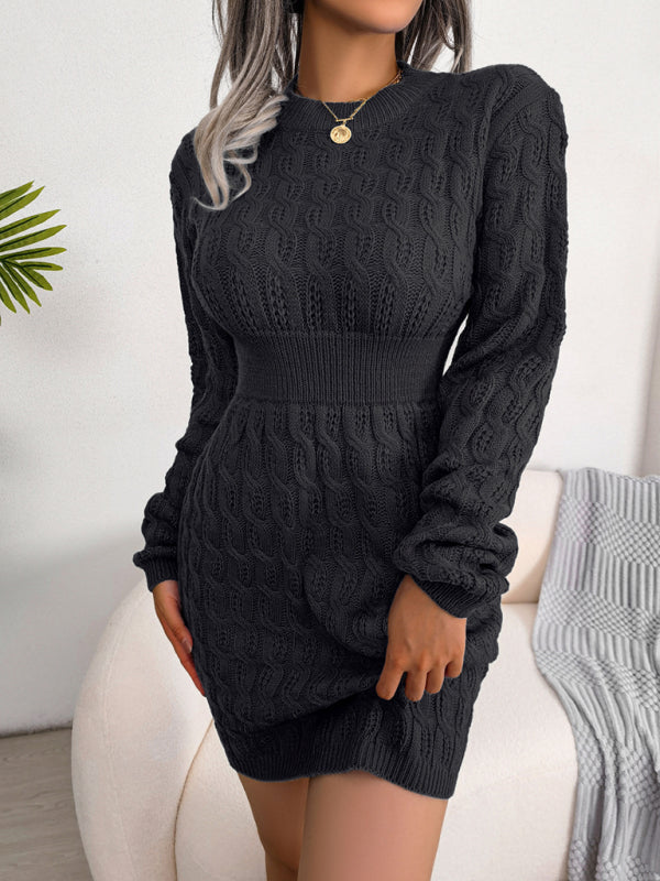 Women's casual fried dough twist waist bag buttock dress with base wool skirt Shello's Creative Boutique