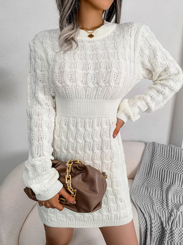 Women's casual fried dough twist waist bag buttock dress with base wool skirt Shello's Creative Boutique