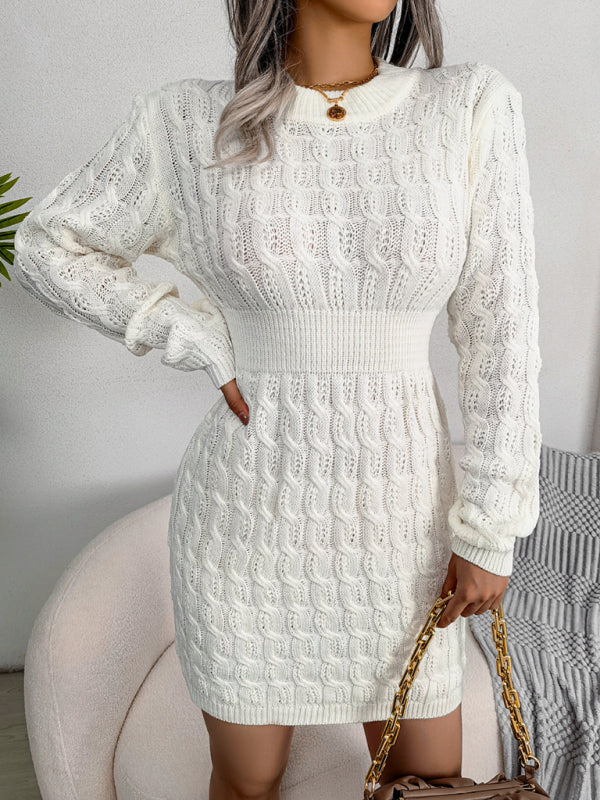 Women's casual fried dough twist waist bag buttock dress with base wool skirt Shello's Creative Boutique
