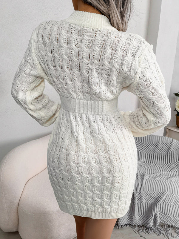Women's casual fried dough twist waist bag buttock dress with base wool skirt Shello's Creative Boutique