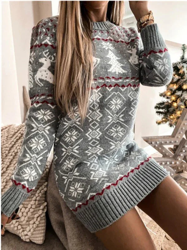 Shello's Creative Boutique Women's Skinny Sexy Christmas Jacquard Long Sleeve Dress - Shello's Creative Boutique