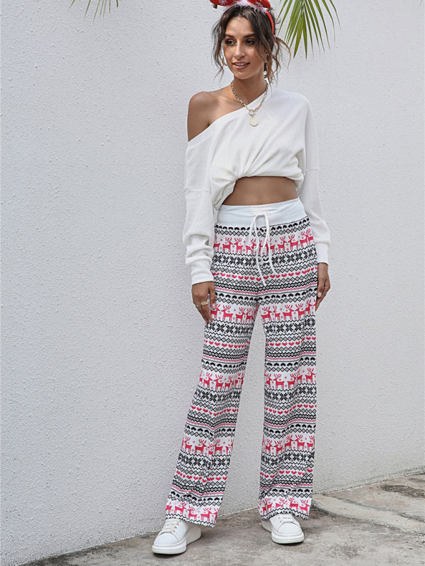 Women Festival Pattern Knit Polyester Pants Shello's Creative Boutique