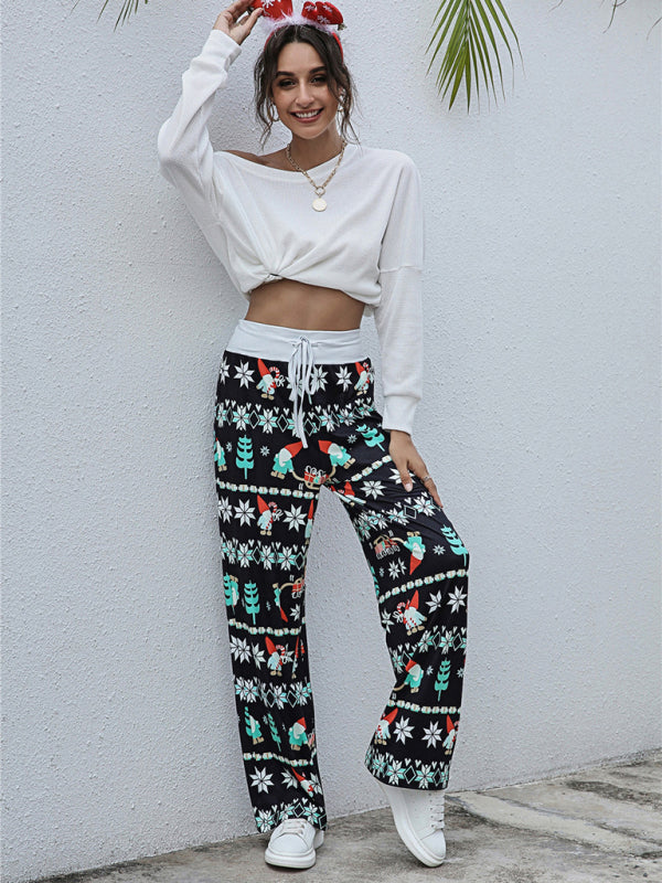 Women Festival Pattern Knit Polyester Pants Shello's Creative Boutique