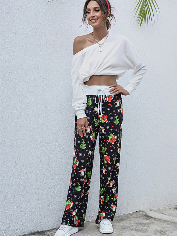 Women Festival Pattern Knit Polyester Pants Shello's Creative Boutique