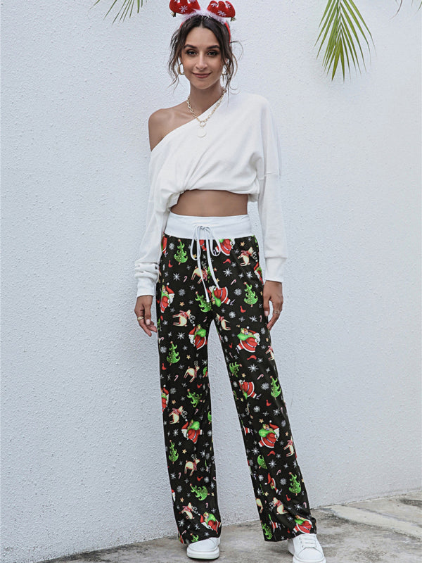 Women Festival Pattern Knit Polyester Pants Shello's Creative Boutique