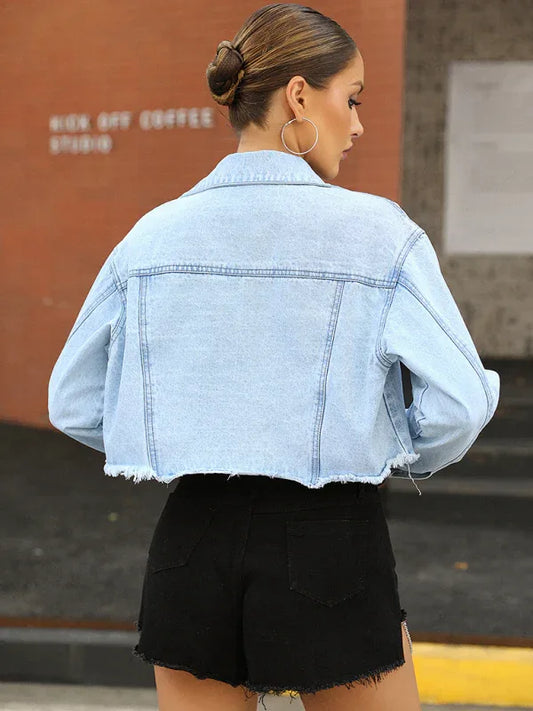 Loose Cropped Denim Jacket: Effortless Style & Timeless Versatility! - Shello's Creative Boutique