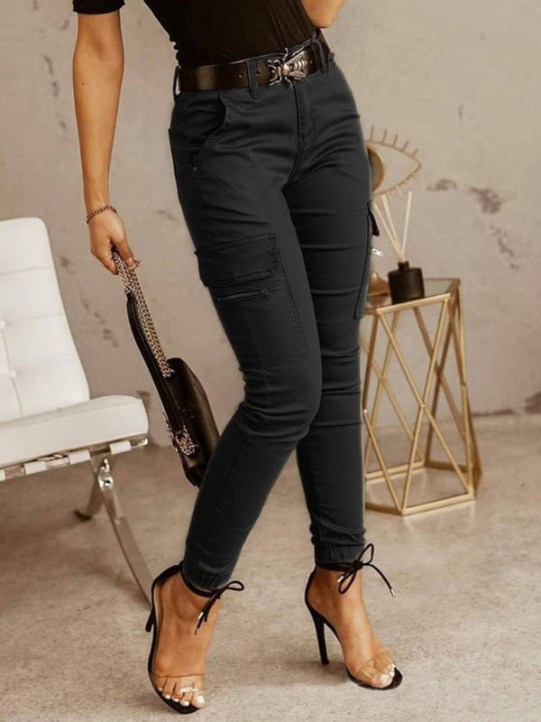 Women's trousers Low waist button solid color pocket bound overalls Shello's Creative Boutique