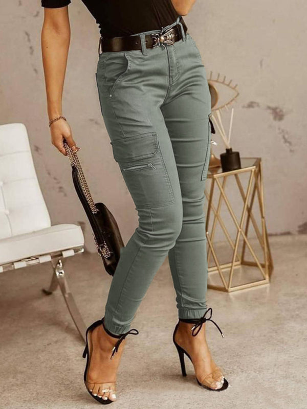 Women's trousers Low waist button solid color pocket bound overalls Shello's Creative Boutique