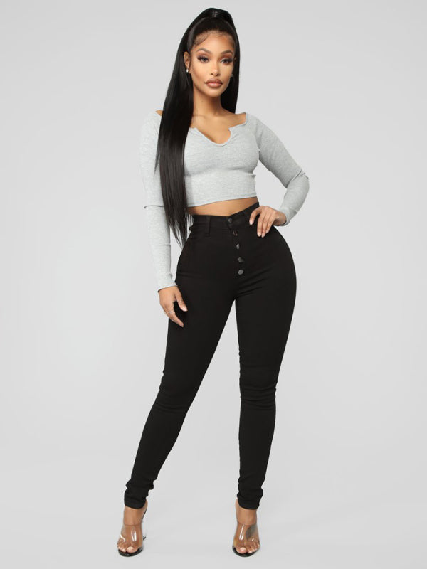 Women's Fashion Versatile High Waist High Elastic Hip Lift Jeans Shello Creative Boutique