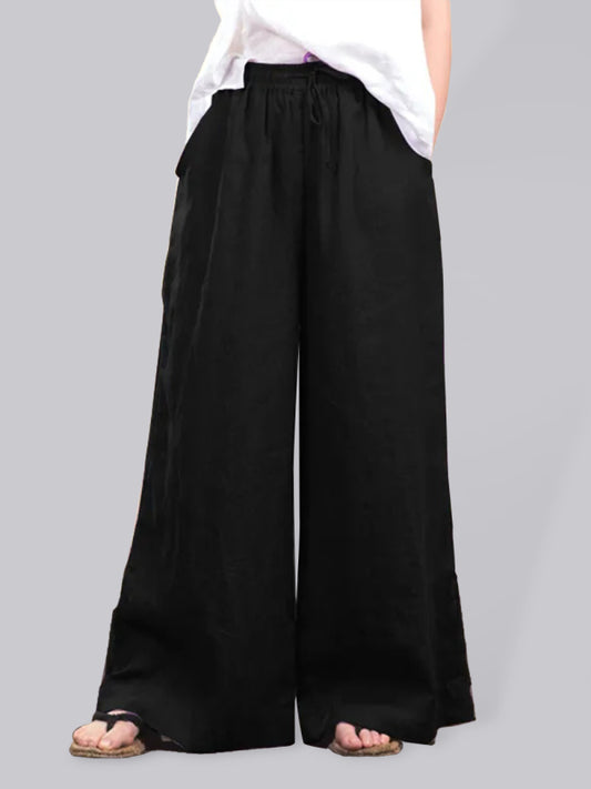 Women's solid color  linen loose wide-leg pants Shello's Creative Boutique