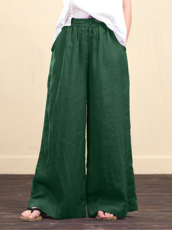 Women's solid color  linen loose wide-leg pants Shello's Creative Boutique