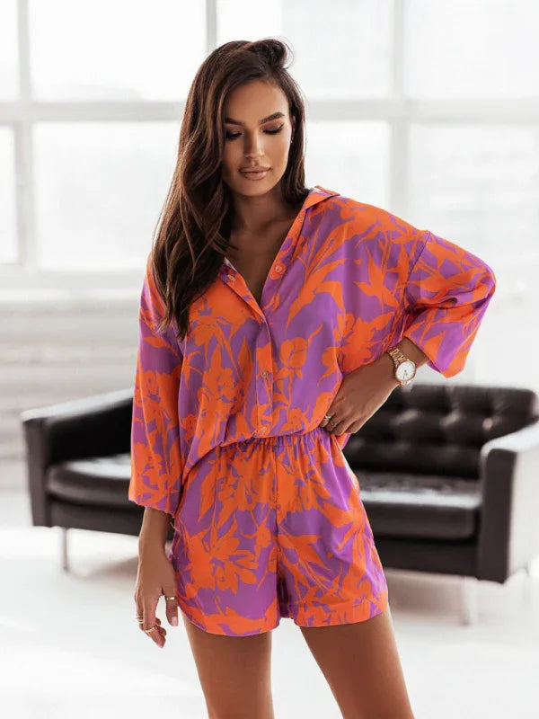 Women's Vacation Outfit Set - Trendy Printed Shirt and Shorts Two-Piece Set for Ultimate Comfort - Shello's Creative Boutique