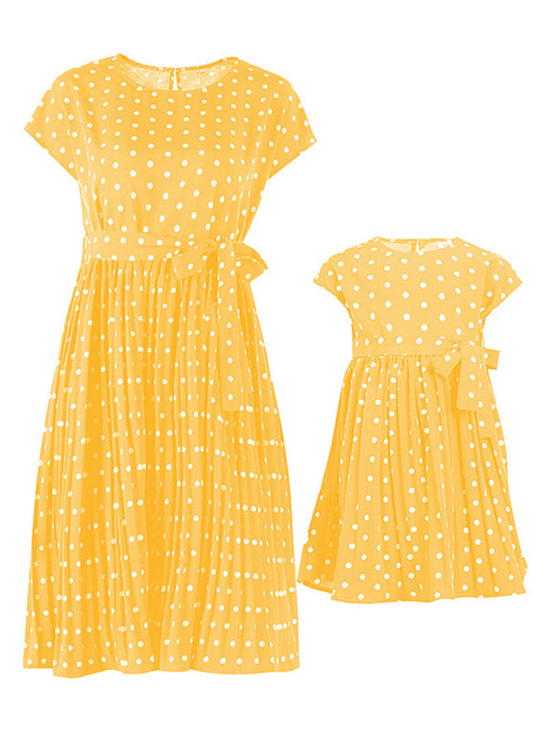 Women's Woven Polka Dot Pleated Midi Dress Shello's Creative Boutique