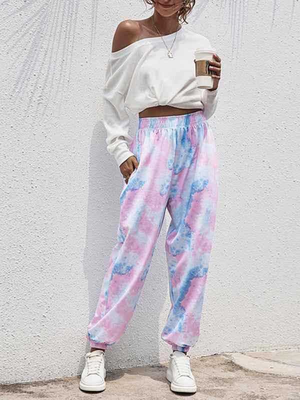 Women's Tie-Dye Sweatpants for Comfort and Style with Elastic Waist - Shello's Creative Boutique