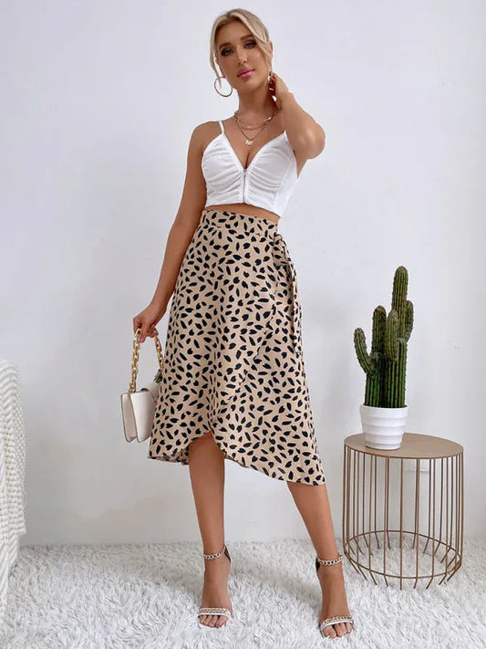 Women's Polka Dot Skirt with Slit for Chic and Versatile Elegance - Shello's Creative Boutique