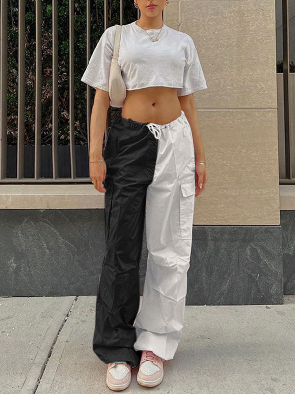 Women's High Waist Wide Leg Loose Tether Straight Leg Cargo Pants Shello's Creative Boutique