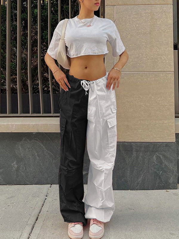 Women's High Waist Wide Leg Loose Tether Straight Leg Cargo Pants Shello's Creative Boutique
