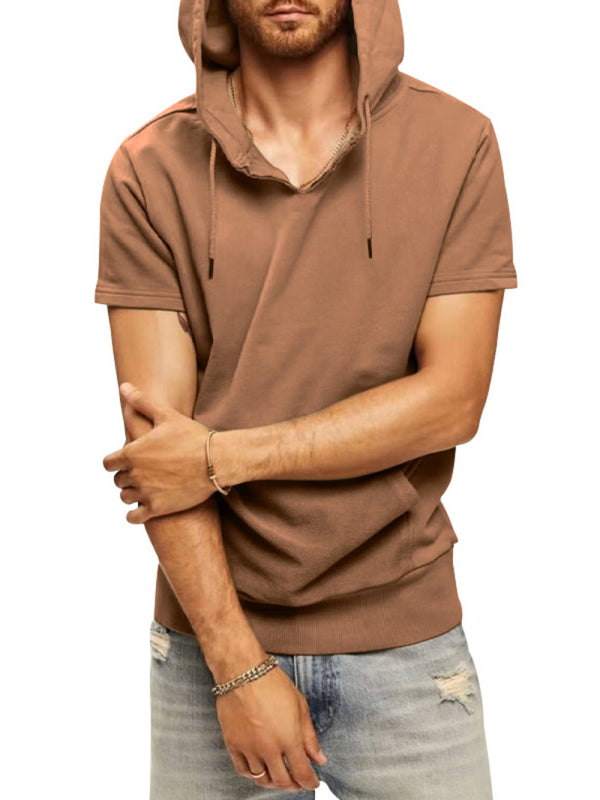 Men's knitted all-match casual hooded short-sleeved T-shirt Shello's Creative Boutique