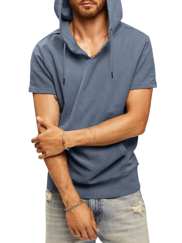 Men's knitted all-match casual hooded short-sleeved T-shirt Shello's Creative Boutique