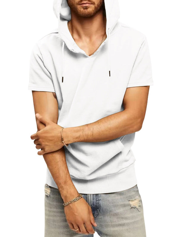 Men's knitted all-match casual hooded short-sleeved T-shirt Shello's Creative Boutique