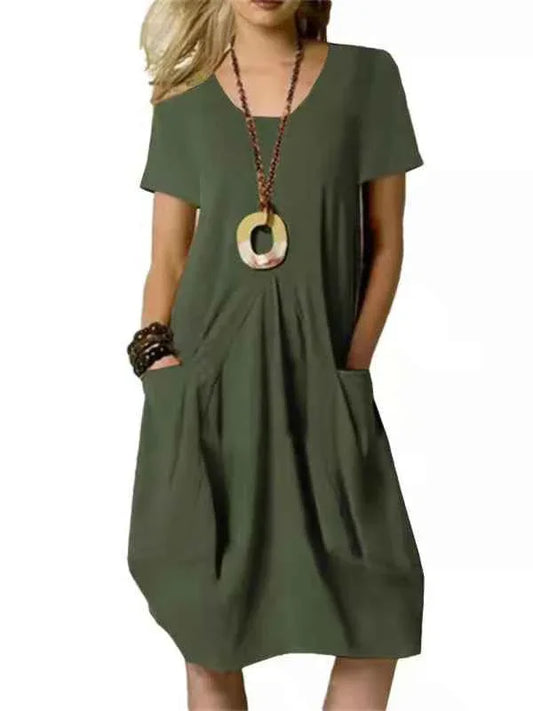 Women's Casual Loose Pocket Swing Dress - Shello's Creative Boutique