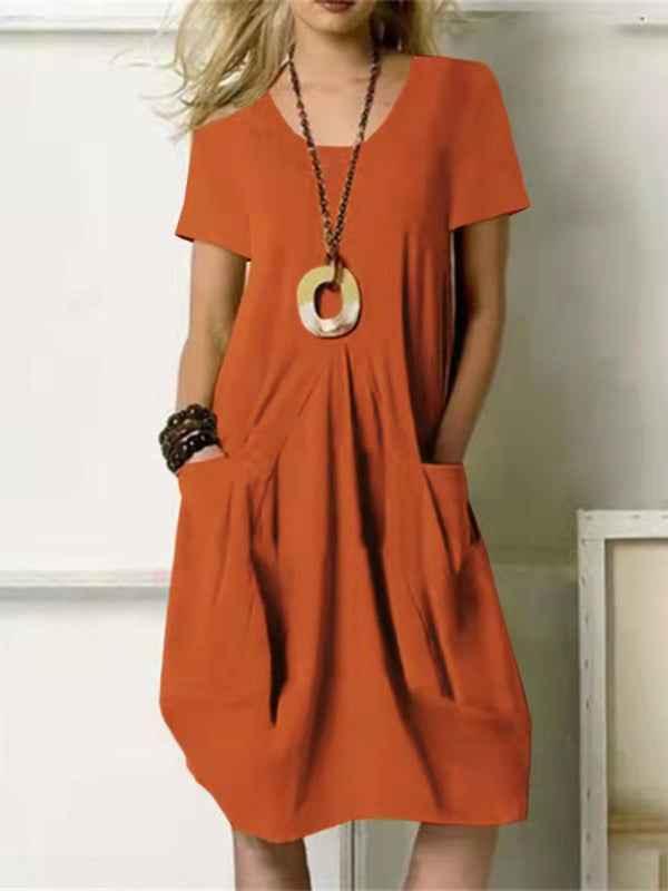 Women's Casual Loose Pocket Swing Dress - Shello's Creative Boutique