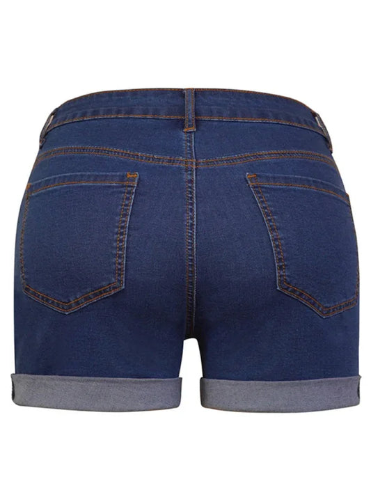 Stylish High Elastic Women's Denim Shorts – FlexFit Edition - Shello's Creative Boutique