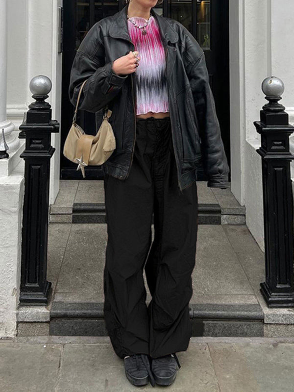 Women's Woven Pants Loose Retro Drawstring Casual Overalls Shello's Creative Boutique