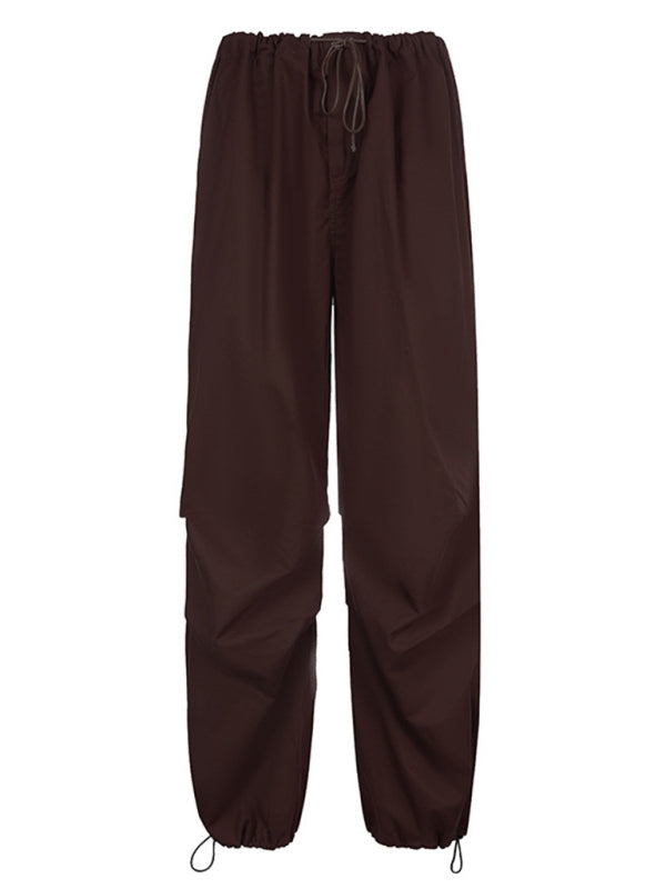 Women's Woven Pants Loose Retro Drawstring Casual Overalls Shello's Creative Boutique
