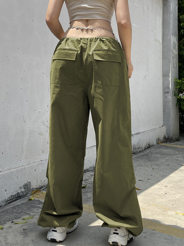 Women's Woven Pants Loose Retro Drawstring Casual Overalls Shello's Creative Boutique