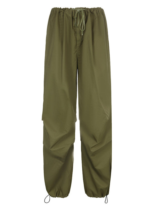 Women's Woven Pants Loose Retro Drawstring Casual Overalls Shello's Creative Boutique