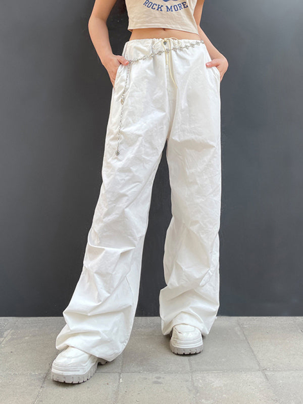 Women's Woven Pants Loose Retro Drawstring Casual Overalls Shello's Creative Boutique