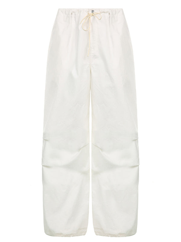 Women's Woven Pants Loose Retro Drawstring Casual Overalls Shello's Creative Boutique